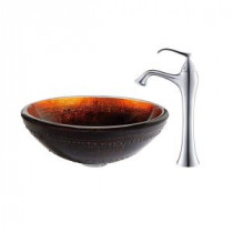 Prometheus Glass Vessel Sink in Multicolor and Ventus Faucet in Chrome