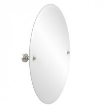 Waverly Place Collection 21 in. x 29 in. Frameless Oval Single Tilt Mirror with Beveled Edge in Polished Nickel