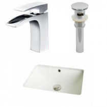 Rectangle Undermount Bathroom Sink Set in Biscuit with Single Hole cUPC Faucet and Drain