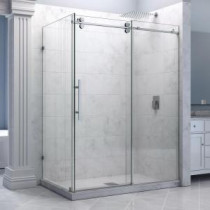 Enigma 36 in. x 60-1/2 in. x 79 in. Fully Frameless Sliding Shower Enclosure in Polished Stainless Steel, 1/2 in. Glass