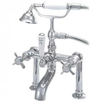 RM10 3-Handle Claw Foot Tub Faucet with Handshower in Satin Nickel