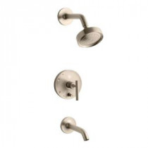 Purist 1-Handle Bath and Shower Faucet Trim in Vibrant Brushed Bronze (Valve Not Included)