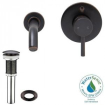 Single Hole Single-Handle Wall-Mount Vessel Bathroom Faucet with Pop-Up Drain in Antique Rubbed Bronze