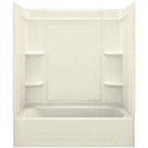 Ensemble Medley 60 in. x 31.25 in. x 77 in. 4-piece Tongue and Groove Tub Wall in Biscuit