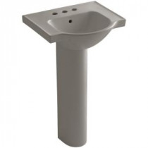 Veer Pedestal Combo Bathroom Sink in Cashmere with 4 In. Centerset Faucet Holes