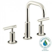 Purist 8 in. Widespread 2-Handle Low-Arc Bathroom Faucet in Vibrant Polished Nickel with Low Gooseneck Spout