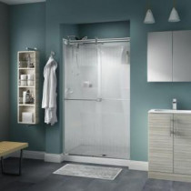 Phoebe 48 in. x 71 in. Semi-Framed Contemporary Style Sliding Shower Door in Chrome with Droplet Glass