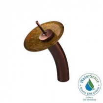 Single Hole 1-Handle Waterfall Faucet in Oil Rubbed Bronze with Textured Copper Glass Disc