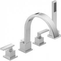 Vero 2-Handle Deck-Mount Roman Tub Faucet with Hand Shower Trim Kit Only in Chrome (Valve Not Included)
