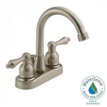 4 in. Centerset 2-Handle High-Arc Bathroom Faucet in Satin Nickel with Drain