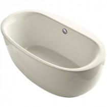 Sunstruck 5.5 ft. Center Drain Bathtub with Fluted Shroud in Biscuit