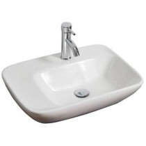 23-in. W x 17-in. D Above Counter Rectangle Vessel Sink In White Color For Single Hole Faucet