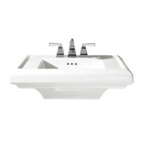 Town Square 24 in. Pedestal Sink Basin with 4 in. Faucet Spacing in White