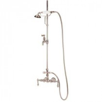 TW27 2-Handle Claw Foot Tub Faucet with Hand Shower in Satin Nickel