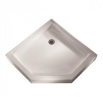 36-1/4 in. x 36-1/8 in. Triple Threshold Neo-Angle Shower Base in White