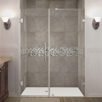 Nautis 56 in. x 72 in. Frameless Hinged Shower Door in Chrome with Clear Glass