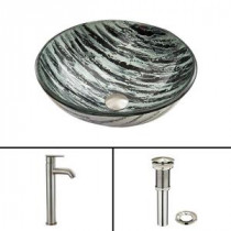Glass Vessel Sink in Rising Moon and Seville Faucet Set in Brushed Nickel