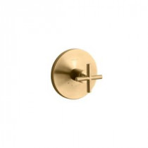 Purist 1-Handle Thermostatic Valve Trim Kit with Cross Handle in Vibrant Modern Brushed Gold (Valve Not Included)