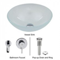Vessel Sink in White Frost with Wall-Mount Faucet Set in Chrome