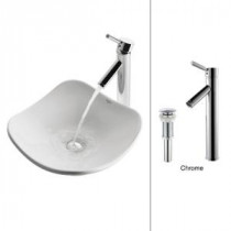 Tulip Vessel Sink in White with Sheven Faucet in Chrome