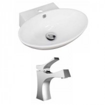 Oval Vessel Sink Set in White with Single Hole cUPC Faucet