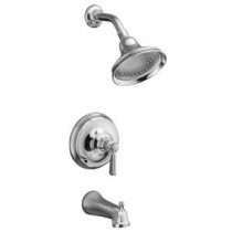 Bancroft Rite-Temp Pressure-Balance Tub/Shower Faucet Trim with Slip-Fit Spout in Polished Chrome (Valve Not Included)