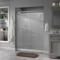 Simplicity 60 in. x 71 in. Semi-Framed Contemporary Style Sliding Shower Door in Nickel with Droplet Glass