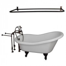 5.6 ft. Acrylic Ball and Claw Feet Slipper Tub in White with Oil Rubbed Bronze Accessories