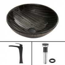 Glass Vessel Sink in Interspace and Blackstonian Faucet Set in Matte Black
