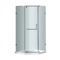SEN973 38 in. x 38 in. x 77-1/2 in. Semi-Frameless Neo-Angle Shower Enclosure in Chrome with Base