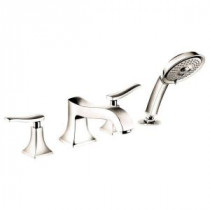 Metris C 2-Handle Deck-Mount Roman Tub Faucet with Hand Shower in Polished Nickel