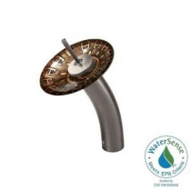 Single Hole 1-Handle Waterfall Faucet in Brushed Nickel with Aztec Glass Disc