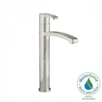 Berwick Single Hole Single Handle Low-Arc Bathroom Vessel Faucet with Grid Drain in Satin Nickel