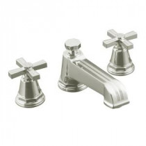 Pinstripe Grooved Cross 2-Handle Deck-Mount Roman Tub Faucet Trim in Vibrant Polished Nickel (Valve Not Included)