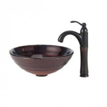 Iris Glass Vessel Sink and Riviera Faucet in Oil Rubbed Bronze