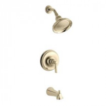 Bancroft 1-Handle Rite-Temp Pressure-Balance Tub and Shower Faucet Trim Kit in Vibrant French Gold (Valve Not Included)