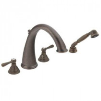 Kingsley 2-Handle Deck-Mount High-Arc Roman Tub Faucet with Hand Shower in Oil Rubbed Bronze