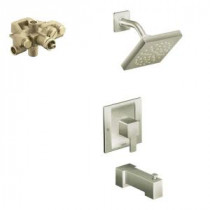 90 Degree 1-Handle Moentrol Tub and Shower Trim Kit in Brushed Nickel - Valve Included