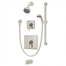Duro 30 in. 1-Handle Tub and Handshower Faucet System with Hand Spray in Satin Nickel