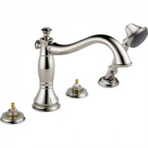 Cassidy 2-Handle Deck-Mount Roman Tub Faucet with Hand Shower Trim Kit in Polished Nickel (Valve & Handles Not Included)
