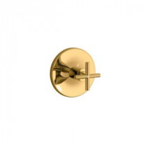 Purist 1-Handle Thermostatic Valve Trim Kit with Cross Handle in Vibrant Modern Polished Gold (Valve Not Included)