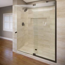 Cantour 36 in. x 76 in. Semi-Framed Offset Pivot Shower Door and Inline Panel in Oil Rubbed Bronze