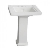 Empire 24 in. Pedestal Combo Bathroom Sink for 8 in. Widespread in White