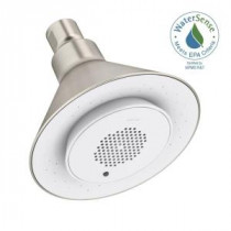 Moxie 1-Spray 5 in. 2.0 GPM Showerhead with Wireless Speaker in Vibrant Brushed Nickel