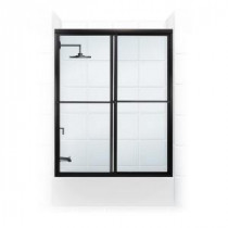 Newport Series 54 in. x 58 in. Framed Sliding Tub Door with Towel Bar in Oil Rubbed Bronze and Clear Glass