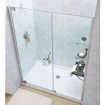Elegance 58 to 60 in. x 72 in. Semi-Framed Pivot Shower Door in Brushed Nickel