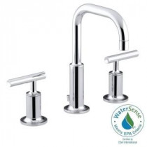 Purist 8 in. Widespread 2-Handle Low-Arc Bathroom Faucet in Polished Chrome with Low Gooseneck Spout