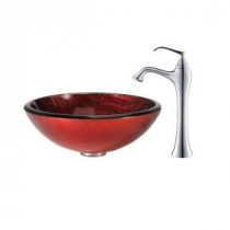 Charon Glass Vessel Sink and Ventus Faucet in Chrome