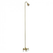 3-Handle Claw Foot Tub Faucet with Old Style Spigot and Sunflower Showerhead for Acrylic Tub in Polished Brass