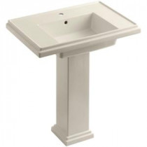 Tresham Pedestal Combo Bathroom Sink with Single-Hole Faucet Drilling in Almond